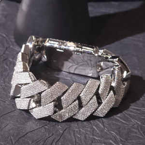 Iced Out Cuban Link Bracelet 12 Carat VS1 Moissanite Cut Rodio Plateado Hip Hop Style Trendy Party Unisex 925 Sterling Silver - Product Image 2