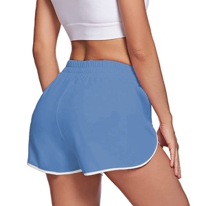 Booty Short women girls summer solid Elastic Waist Polyester/Cotton Yoga Fitness Breathable Solid Color Custom Logo Design - Product Image 3