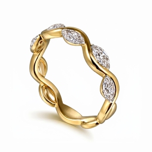 Anillo Infinito de Diamantes con Corte Marquesa de Lujo para Mujer, Plata de Ley 925 Chapada en Oro, Anillo de Compromiso y Boda, Joyería con Circonitas - Product Image 2