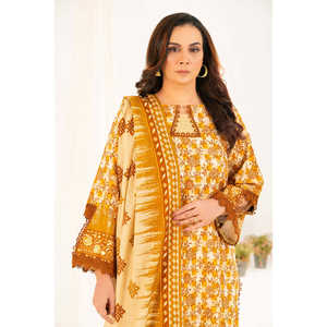 Ensembles modestes Khaddar K-52087 – Ensemble imprimé 3 pièces avec dupatta, comprenant haut, bas et couvre-chausson - Product Image 5