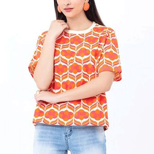 Camiseta de Punto para Mujer de Alta Calidad a Precio Económico, 100% Algodón, Personalizada, Informal, Veraniega, Ecológica, Corte Holgado, Hecha en Pakistán - Product Image 1