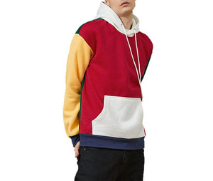 Nouveau personnalisé hommes décontracté couleur bloc panneau Streetwear poches kangourou personnaliser panneau couleur 100% coton sweats à capuche pour hommes - Product Image 2