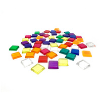 200g 1x1cm Tuiles de mosaïque carrées transparentes en plastique PS, mélange de 9 couleurs, pour l'artisanat, marque PLOMA, fabriqué à Taïwan