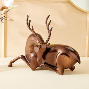 Bronze Animal Figurine Ensemble Moderne Antilope et Cerf Au Repos Sculpture De Luxe Décor À La Maison Résine Ornements Statues De Noël - Product Image 2