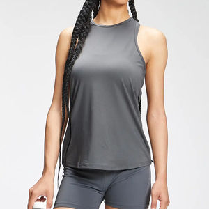 Camiseta ajustada personalizada con cuello redondo para mujer, camisetas sin mangas transpirables informales de estilo Vintage, camiseta sin mangas para gimnasio, Yoga, Fitness, servicio OEM - Product Image 4