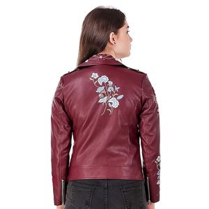 Chaqueta bordada de cuero de último diseño 2024 para mujer Chaqueta de diseño floral para niñas - Product Image 6