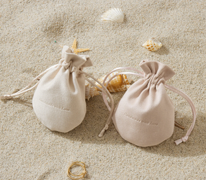 กระเป๋าใส่เครื่องประดับแบบมีเชือกรูดสีชมพูอ่อนขนาดเล็กออกแบบได้เองพร้อมการปักตกแต่งสตริงสำหรับติดโลโก้ - Product Image 2