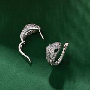 Jeulia Sterling Silver Snake Shape <b>Stud</b> <b>Earrings</b> with Zircon and Diamond for Wedding and Party - Product Image 5