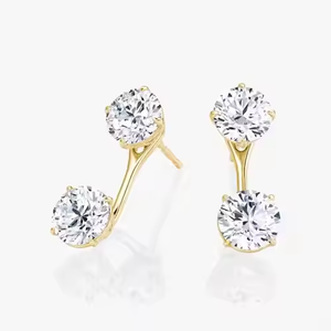 Pendientes clásicos de diamantes cultivados en laboratorio de oro de 10K, diseño de corte elegante, fiesta, mezcla perfecta romántica para mujer, gracia moderna, belleza atemporal - Product Image 1