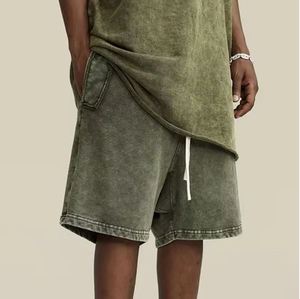 Pantalones cortos para correr de rizo francés de talla grande personalizados de alta calidad para hombre, algodón liso lavado con ácido Vintage con logotipos personalizados - Product Image 1