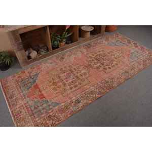 พรมขนสัตว์สีเบจสีส้มสไตล์วินเทจขนาด3.6X8.5ฟุตพรมปูพื้นขนาดใหญ่สไตล์ตุรกีผ้ายางด้านหลังสี่เหลี่ยมผืนผ้าลายทางเดินในห้อง - Product Image 5