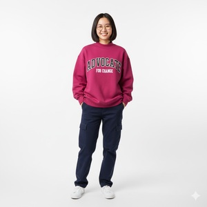 Sweat-shirt à col montant en molleton surdimensionné à épaules tombantes avec logo brodé sur le devant, en molleton français pour femmes - Product Image 1