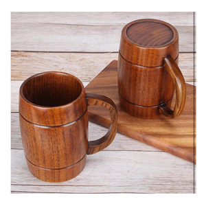 Meilleure vente tasse à bière en bois avec poignée supérieure design créatif logo personnalisable tasse à vin en bois dans les restaurants table décoration de la maison - Product Image 1