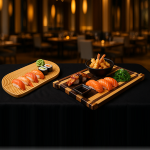 Plateau de service en bois FT01 avec logo personnalisé, prix d'usine, vente en gros, formes et tailles personnalisées, plateau en bois naturel artisanal - Product Image 2