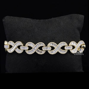 Bracelets Hip Hop à la mode fabriqués avec des diamants Moissanite ronds et taille baguette en argent sterling 925 - Product Image 4