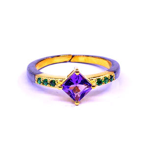 Vêtements de fête 925 argent Sterling améthyste Tsavorite pierres précieuses élégante éternité mode doigt bague réglable - Product Image 4