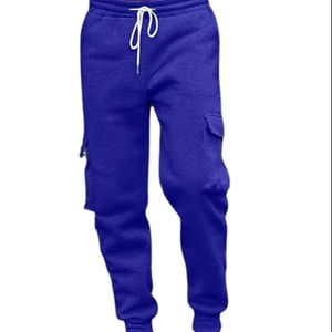 2024 pantalons minces décontractés pour hommes de haute qualité 100% coton polaire pantalon de couleur unie avec Logo taille moyenne motif droit - Product Image 1