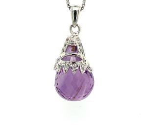 Producto de lujo, cadena de dijes chapados en oro, collar con colgante de piedras preciosas de cristal de amatista púrpura Natural directamente de la India - Product Image 2