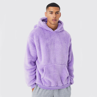 Sweat à capuche surdimensionné pour homme personnalisé avec poche avant, design cornes, tissu en polaire sherpa, écologique, unisexe