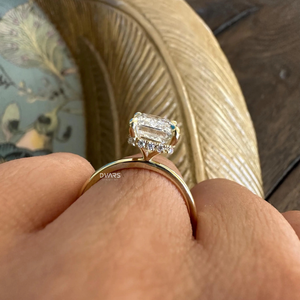 แหวนเพชรทรงเหลี่ยมมรกตหรูหรา ประดับเพชรรอบวงแบบซ่อน แหวนเพชรเลี้ยงในห้องปฏิบัติการ สำหรับผู้หญิง แหวนหมั้น แหวนแต่งงาน ของขวัญสำหรับเจ้าสาว ความใสระดับ VVS ได้รับการรับรองจาก IGI คุณภาพเยี่ยม - Product Image 2