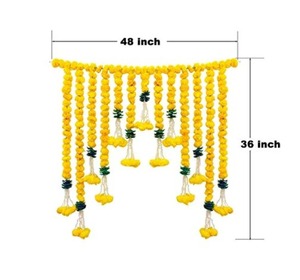 Indian Marigold Door Window Valance <b>Large</b> Embroidered Toran <b>Curtain</b> Topper Wall Tapestry Patchwork Art Style Door Hanging - Product Image 3