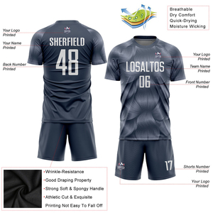 Venta al por mayor de Tailandia superior calidad camiseta de fútbol personalizada nombre del equipo del jugador acero gris 100% poliéster uniformes de los hombres - Product Image 4