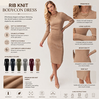 Liquidation de stock prêt à expédier : Robe pull côtelée unie noire pour femme – Mini-robe, surplus de vêtements, lot de fournisseur