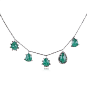 Collar de Plata 925 Oxidada con Diamante Natural y Esmeralda, Joyería Fina Hecha a Mano al por Mayor, Joyería de Piedra de Nacimiento de Mayo - Product Image 1