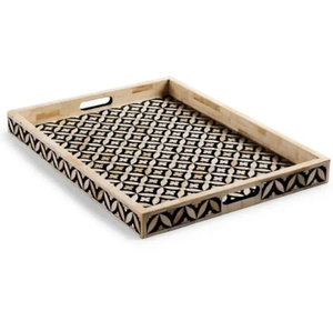 Deluxe Quality Handmade Bone Inlay Wooden Modern Floral Pattern <b>Serving</b> <b>Tray</b> for Home Kitchenware Accessories - Product Image 2