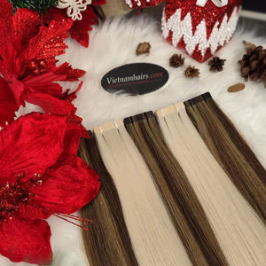 Cinta de queratina 100% Real de la mejor calidad en extensiones Estilos de rizos de onda de cutícula completa Paquete de cabello humano crudo Hecho Vietnam Listo para exportación - Product Image 1