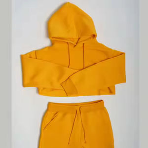 Conjunto de chaqueta y pantalones cortos de lana con capucha de algodón de alta calidad, cómodo y sólido, unisex - Product Image 2