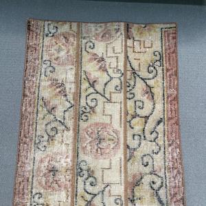 Vintage Rug, Small 2x3.2 ft Turkish Rug, <b>Brown</b> Red Ikat <b>Wool</b> Rug - Product Image 3