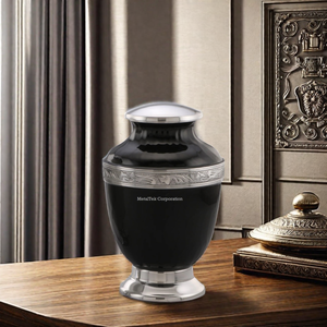 Urna Funeraria de Metal Blanco Perla en Oferta, Tapa Segura, Banda Floral Hecha a Mano, Precio Bajo, Jarras Decorativas para Cenizas Funerarias - Product Image 6