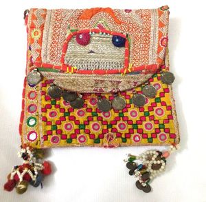 <b>Indian</b> Banjara Designer Clutch Handmade Messenger <b>Bags</b> Vintage Tribal Kutch Embroidery Cotton Lining Logo Pattern Zipper Bow - Product Image 4