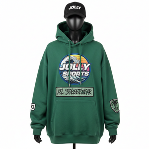 Sweat à capuche oversize pour femme en molleton de coton épais 330 GSM, chaud et doux au toucher, vert, coupe oversize, logo personnalisé, sweat à capuche basique - Product Image 6