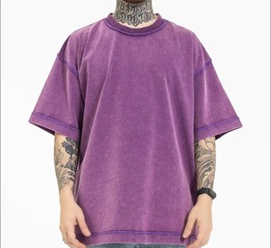 เสื้อยืดผู้ชาย 300 แกรม ผ้าฝ้าย 100% คอริบ ทรงโอเวอร์ไซส์ ไหล่ตก เสื้อยืดเปล่า สตรีทแวร์ เนื้อผ้าหนา เสื้อยืดเรียบสำหรับผู้ชาย - Product Image 1