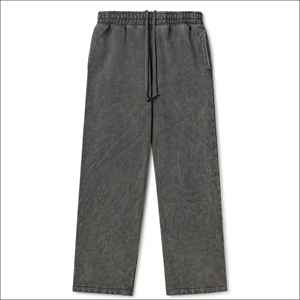 Pantalon de jogging unisexe de qualité supérieure pour homme, coupe ample décontractée, lavage à l'acide, logo personnalisé brodé, molleton, coupe droite - Product Image 3