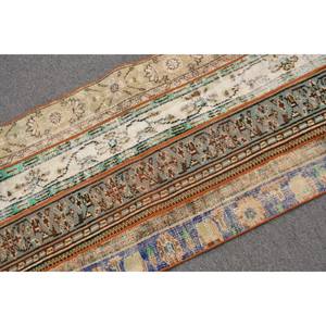 พรม2.6x5.7ft ตุรกีโบราณสีเบจสีฟ้าแบบดั้งเดิมงานปะผ้าขนแกะรูปสี่เหลี่ยมผืนผ้าลายทางสำหรับห้องนั่งเล่นพรมลาเท็กซ์ - Product Image 5