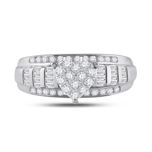 14K oro único corazón solitario Baguette diamante compromiso anillo alto diamante natural joyería diseño anillos finos - Product Image 1