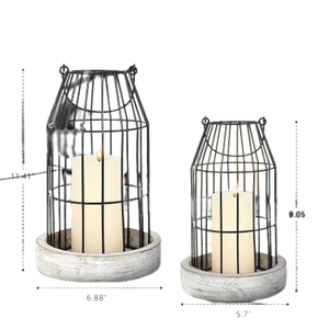 Farmhouse Style Cage Shape <b>Candle</b> <b>Stand</b> With Upright Wooden Base Multi Occasion Decor Reliable Quality <b>Candle</b> <b>Stand</b> - Product Image 5