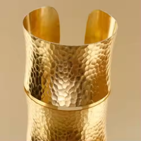 Bracelet manchette unisexe en laiton concave, haute qualité, personnalisé, style moderne, or et argent martelé, artisanat classique