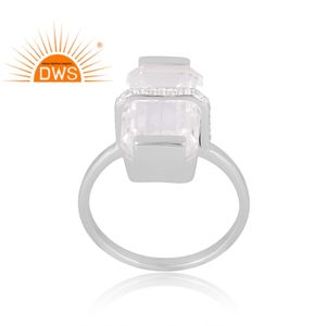 Última venta plata esterlina 925 moissanita natural y piedras preciosas de cuarzo cristalino anillo apilable diseño personalizado fabricante de joyas - Product Image 1