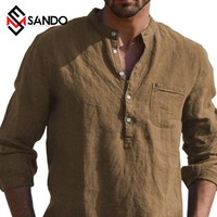 Camisa Casual de Manga Larga para Hombre, Estilo Safari, de Alta Calidad, Anti-Pilling, Secado Rápido, Algodón Ecológico, Talla Grande, Cuello en V, Estampado de Leopardo, para Verano