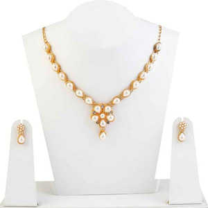 Collier plaqué or Kriaa avec perle blanche Design floral Fine Jewelry 1104530 - Product Image 1