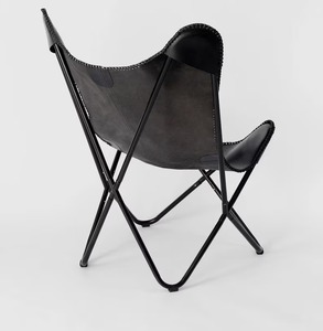 Rustic Style Foldable Leather Butterfly <b>Chair</b> Iron Frame Leisure <b>Chair</b> <b>for</b> Indoor and Outdoor Use in Bedroom or Living Room - Product Image 4