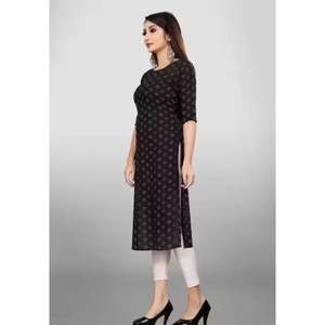 Dames rayonne brodée été ethnique indien traditionnel coupe ample séchage rapide confortable élégant femmes Kurti meilleur vente en gros - Product Image 2