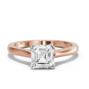 Anillo de Diamantes Vintage Asscher con Banda de Catedral de Borde Cuchilla y Estilo Cesta Elegante - Product Image 1