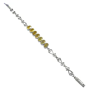 Pulsera de Tenis de Plata 925 para Mujer con Piedras Preciosas Amarillas, Chapado en Oro de 14K y Rodio, Diseño Floral, Elegante Joya de Regalo - Product Image 1
