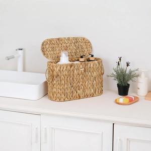 Oval water hyacinth <b>basket</b> with lid Handmade Storage <b>Basket</b> Wholesale eco-friendly Made in Vietnam - Product Image 6