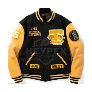 À la mode col montant université Streetwear Varsity veste manches en cuir respirant avec confort de la saison d'hiver - Product Image 2